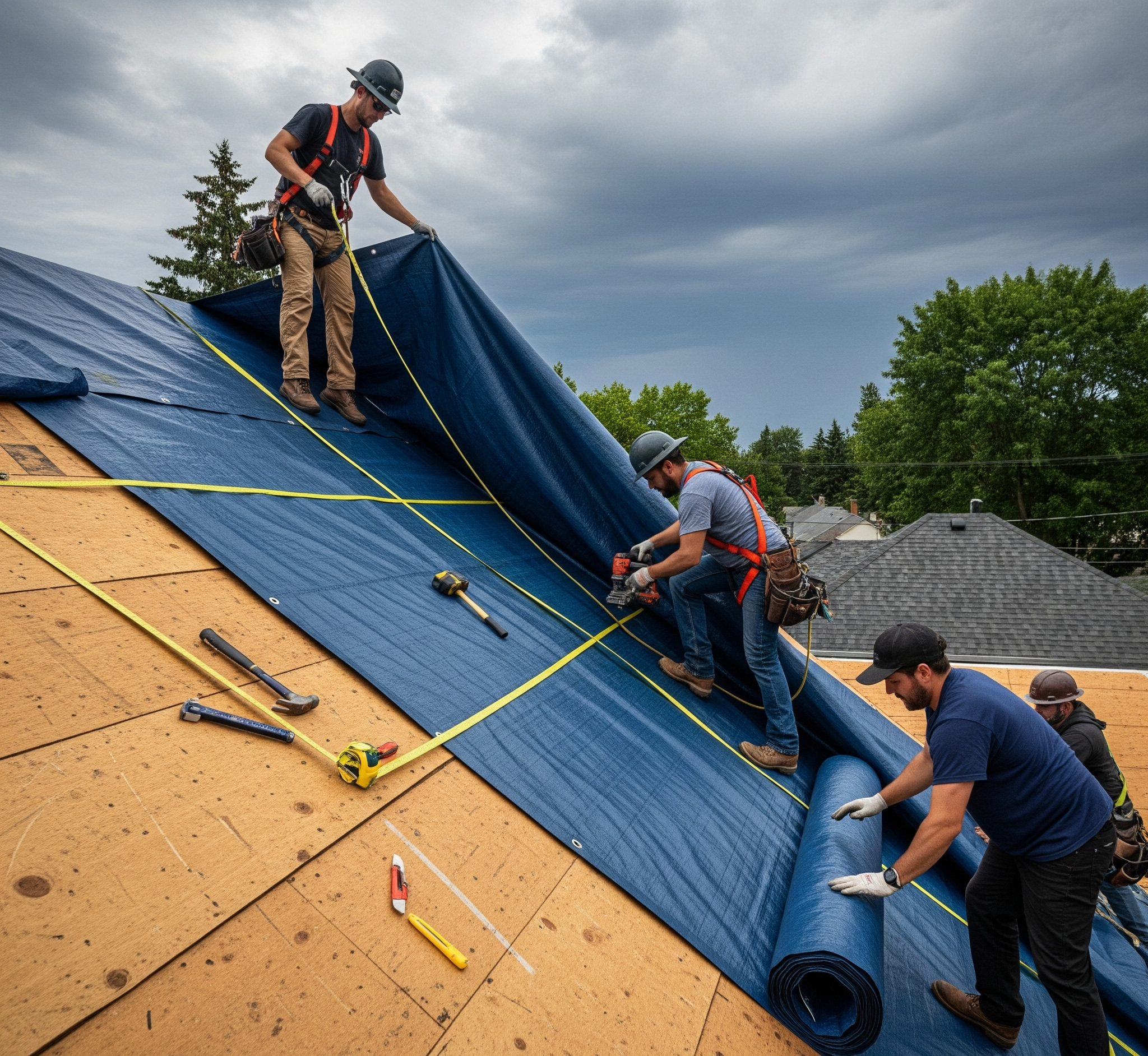 Heavy duty roof tarp installation Dallas Fort Worth